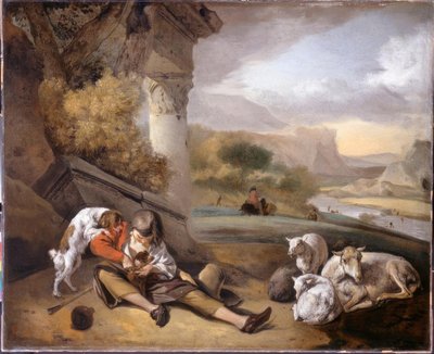 J.Weenix, Landschap met herdersjongen door Jan Baptist Weenix